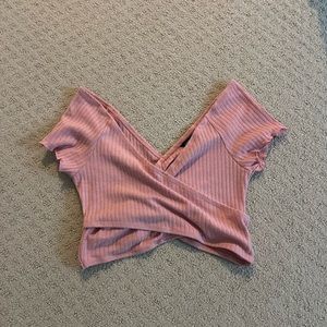Pink cross crop top